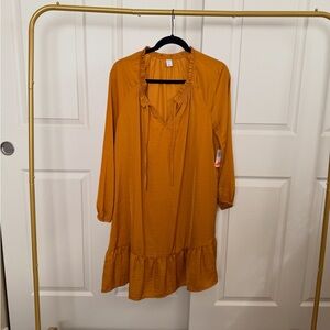 Mustard Yellow Ruffle Hem Dress